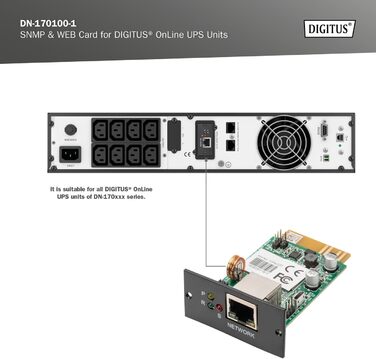 Карта ДБЖ OnLine ДБЖ DN-170xxx - Віддалений доступ і моніторинг - Сповіщення електронною поштою - порт RJ45 - Plug & Play