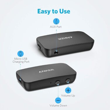 Приймач Anker Soundsync для музики з Bluetooth 5.0, час автономної роботи 12 годин, для автомобіля, дому, навушників і колонок