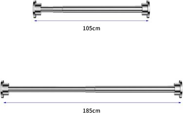 Карниз для душових штор Телескопічна штанга з нержавіючої сталі довжиною від 40-230 см на вибір без свердління (штанга 105-185 см)