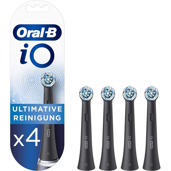 Щітки для чищення Oral-B iO Ultimate для електричної зубної щітки, 4 шт. и, Ultimate Tooth Cleaning з технологією iO, Насадка для зубних щіток Oral-B, чорна, 4 упаковки 4 шт. и (1 упаковка)