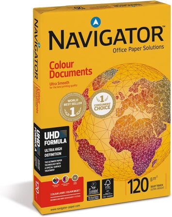 Папір Navigator Extra Smooth для кольорових документів (120 г/м, формат А3) 500 аркушів білого кольору