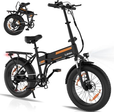 Чоловічі електричні велосипеди ELEKGO EG10 E Bike E Bike, E Bike 20 * 4.0 дюйма, 7-ступінчаста коробка передач E Bike з РК-дисплеєм, двигун E Bike 250 Вт та 25 км / год, пробіг до 90 км чорно-помаранчевий