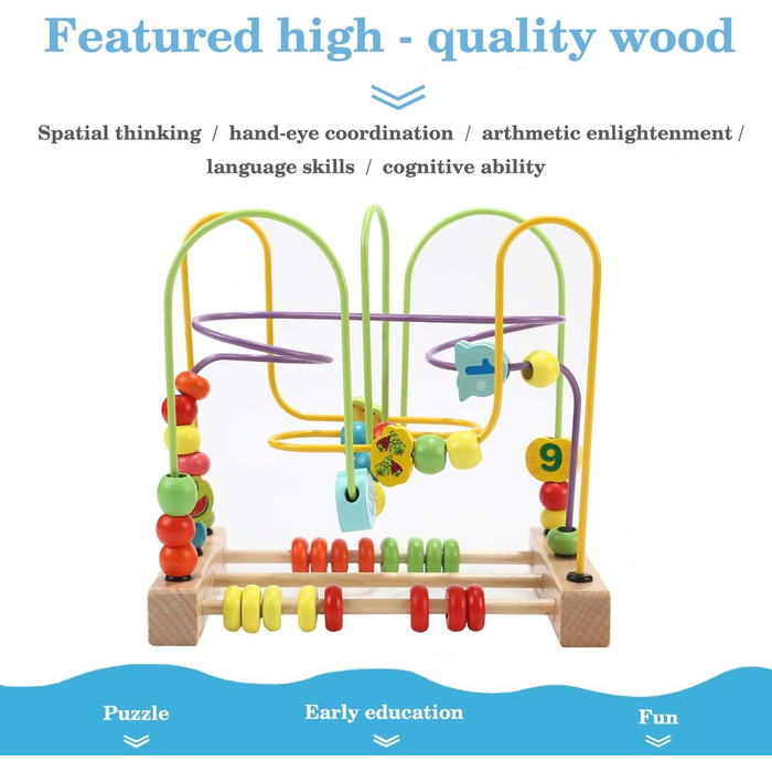 Дерев'яні рухові навички петля американські гірки дерев'яна іграшка рухома навчальна гра бісер лабіринт дитяча іграшка для дітей