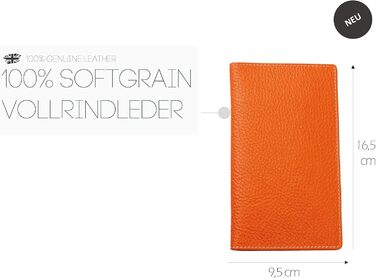 Персоналізований складаний календар 2024/2025 DIN A6 Soft Grain Leather Orange - Організатор Planner (1 місяць, 2 сторінки) Шкіряна обкладинка - Календар зустрічей Щомісячний огляд & Адресна книжка Small Orange Soft Grain