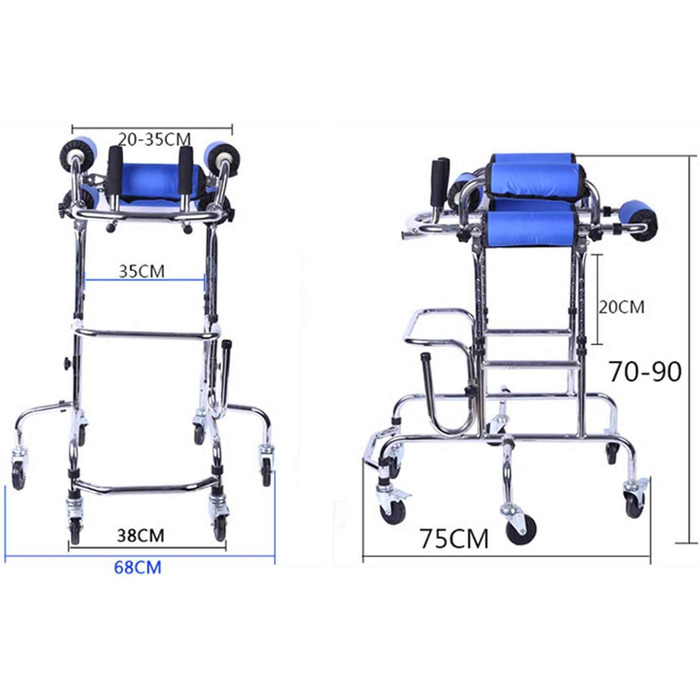 Допоміжний засіб для ходьби для дітей з церебральним паралічем, мобільні ходунки з регулюванням висоти, ролик 6 коліс з сидінням, допоміжні засоби