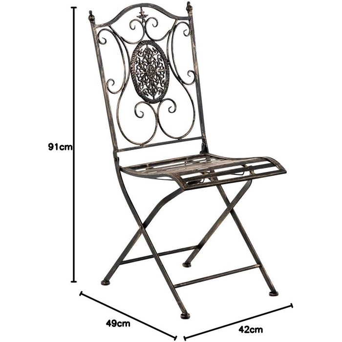 Залізне садове крісло CLP Складаний садовий стілець SIBELL I з благородними прикрасами I в наявності, колір бронза
