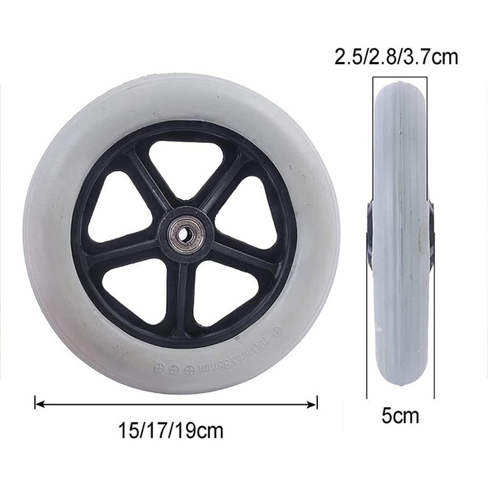И 6 / 7 / 8 змінні колеса, передні колеса для інвалідних візків, зносостійкі та нековзні, змінні ролики для ходунків, сірі поворотні ролики, чорні 7 дюймів, чорні 7 дюймів, 2 шт.