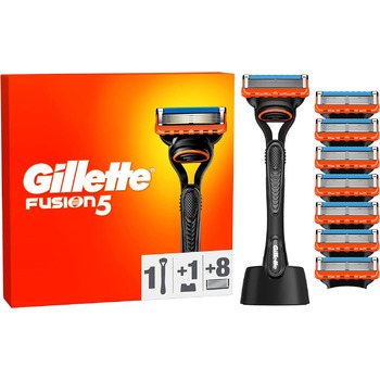 Леза для бритви Gillette Fusion 5 для бритв, 18 змінних лез для мокрих бритв чоловічі з 5-кратним лезом, Зроблено в Німеччині (бритва 8 лез тримач)