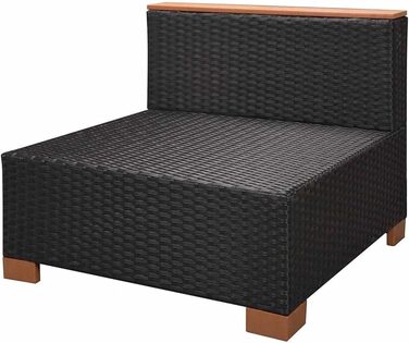 Диван садовий 8 шт. Poly Rattan Black Seating Group Lounge Garden Set Диван 3 шт. кутовий 3 шт. середня частина підставка для ніг стіл