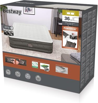 Надувне ліжко Bestway Fortech з вбудованим електричним насосом Double XL/Lo 203 x 152 x 36 см