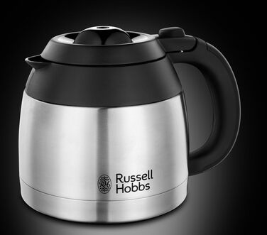 Кавоварка Russell Hobbs душова лійка для оптимальної екстракції та аромату Adventure (макс. 8 чашок, термоглечик 1,0 л, автоматичне вимкнення, крапля-стоп, 1100 Вт) Кавоварка з фільтром 24020-56, чорна