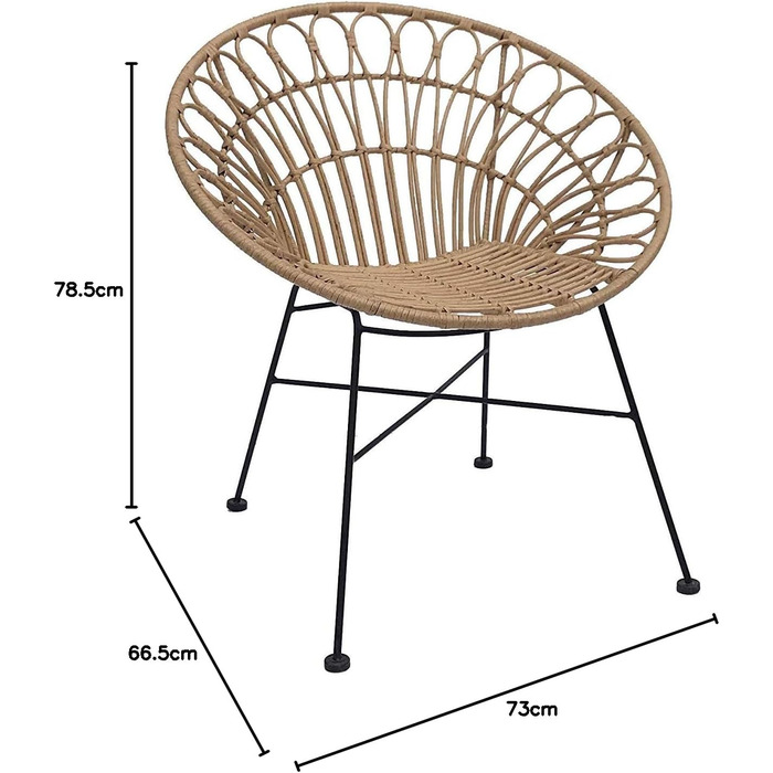 Вінтажний будинок Садове крісло Hacienda Rattan Natural Peacock в/на відкритому повітрі Твердий металевий каркас