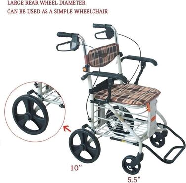 Стандартний допоміжний засіб для ходьби Rollator Roller Walker для людей похилого віку - алюмінієвий складаний допоміжний засіб для ходьби, регульований по висоті допоміжний засіб для ходьби для спільного використання