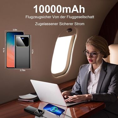 Powerbank Coucur 10000mAh, швидка зарядка 22.5W USB-C, світлодіодний цифровий дисплей, чорний