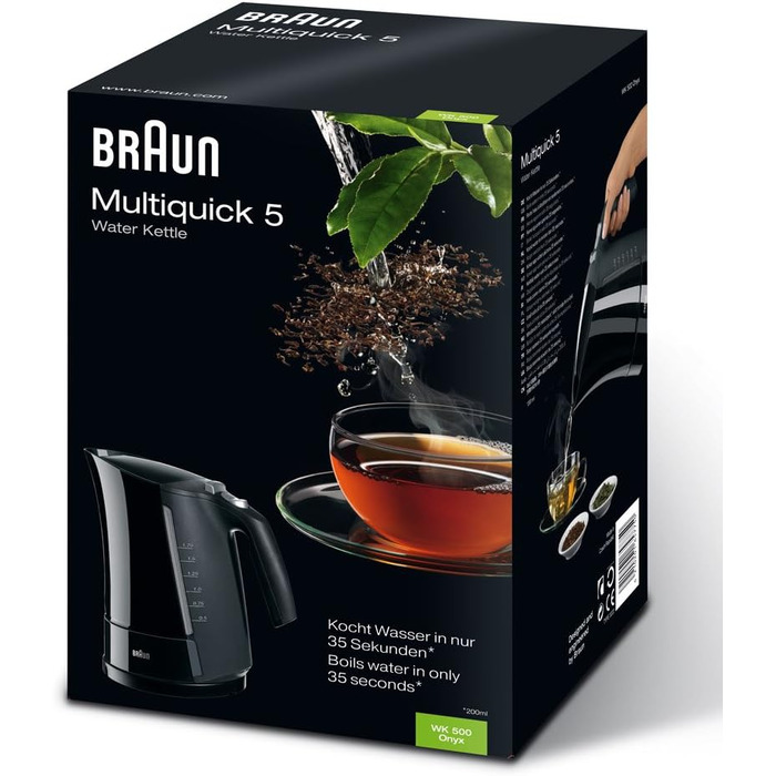 Чайник De Longhi Braun Multiquick 5 WK 500 Aquaexpress (3000 Вт, 1.7 л) чорний