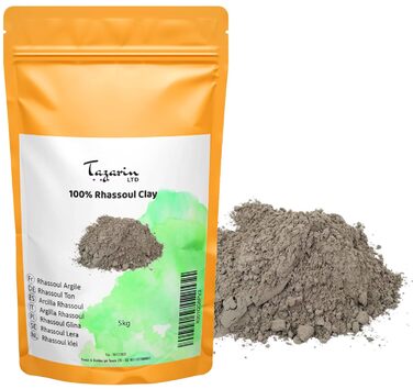 Кг Lava Clay Powder, Ghassoul, глина для догляду за шкірою, волоссям і тілом, мінеральна глина, також для масок і скрабів, без поверхнево-активних речовин, натуральна та веганська - Tazarin Ltd, 5