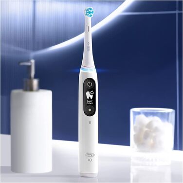 Електрична зубна щітка Oral-B iO Series 6, електрична зубна щітка black lava & iO Series 6, 2 щітки, 5 режимів чищення, магнітна технологія, дисплей і дорожній кейс, білий