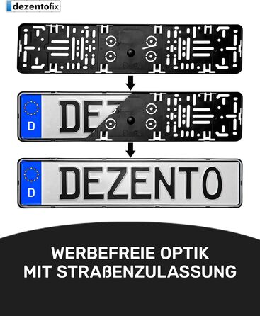 Тримач номерного знака преміум-класу DEZENTOFIX - Легкий монтаж і надійна фіксація - Тримач номерного знака для автомобіля - універсальна посадка (520 мм) 520x112 мм