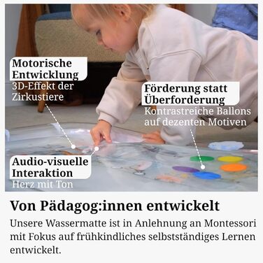 Від Freudeskind, дитячий водний ігровий килимок, 100 фталатів і бісфенолу А від 0, 3, 6 або 9 до 24 місяців, сенсорний ігровий килимок Монтессорі, положення лежачи на дитячій іграшці