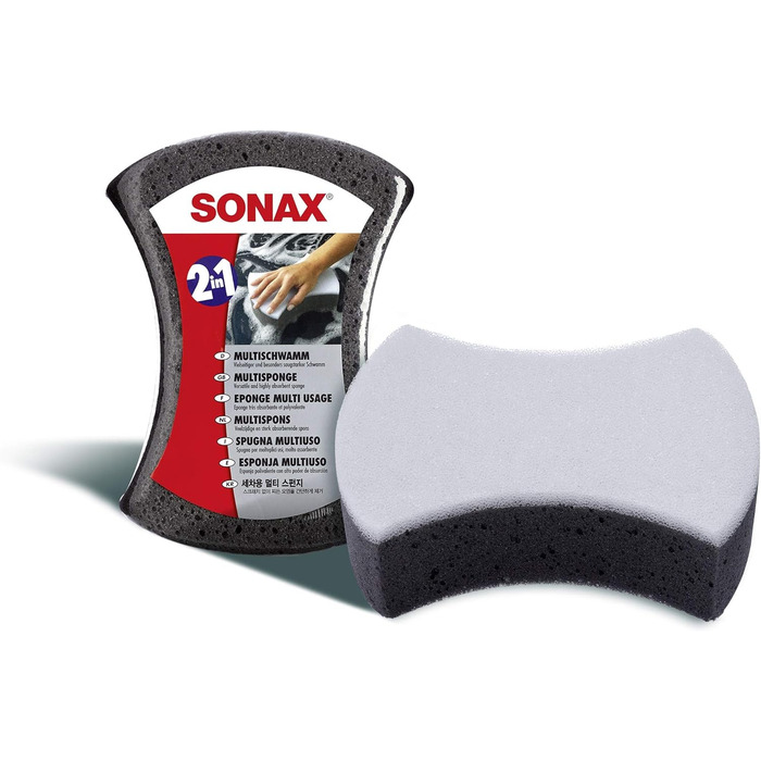 Серветка для сушіння з мікрофібри SONAX Plus (ука) великого формату, 04512000 White & MultiSponge (ука) особливо абсорбуюча універсальна для чищення автомобіля Номер АР 04280000