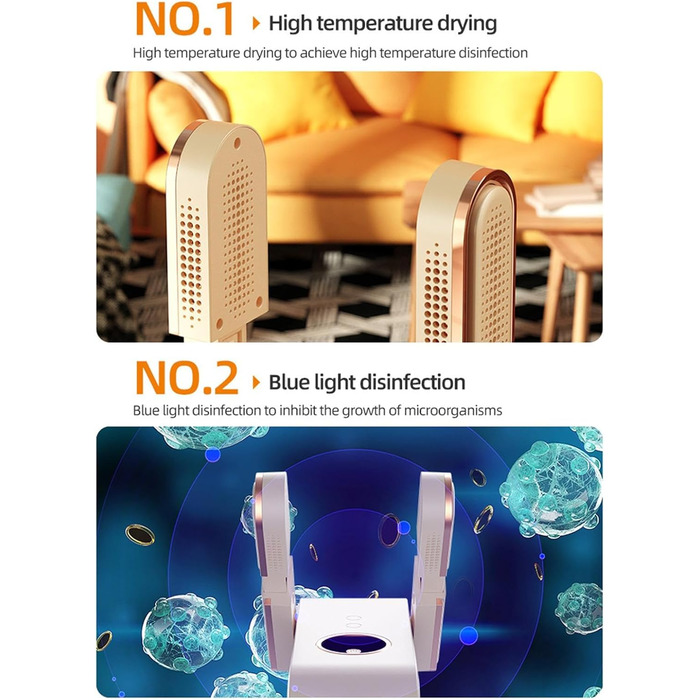 Сушарка для взуття для робочих черевиків, сушарка для кросівок зі швидким нагріванням і розумним таймером, безпечний дезодоратор для взуття з цифровим дисплеєм, портативні складні підігрівачі взуття для дому, подорожей, гувафура