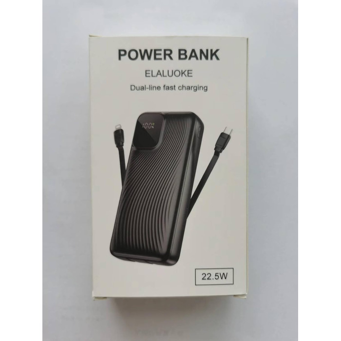 З кабелем USB C Power Bank Швидка зарядка Портативний зарядний пристрій 22,5 Вт Швидка зарядка зі світлодіодним дисплеєм Зовнішня батарея мобільного телефону Сумісний з iPhone, Huawei, Samsung тощо., 27000mAh