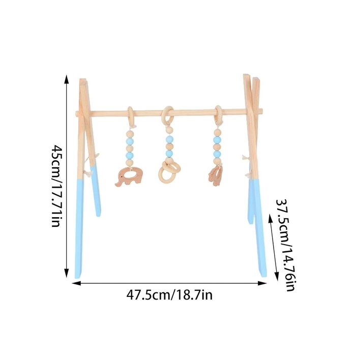 Ігрова арка Дерев'яна дитина, Дитяча гра Ігрова арка на трапеції, Пеленальний столик Гра Trapeze Babies Дерев'яна дитяча тренажерна зал Дерев'яна ігрова арка, дерев'яний каркас Вироби для малюків Фітнес-іграшки, для сенсорного розвитку (C нижній синій сер