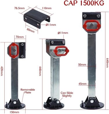 Домкрат для причепа для важких умов експлуатації Домкрат для причепа 440 630 мм Відкидний караван Стоянка Стабілізатор Ноги Керманич Підставка для автофургону Кутовий стійкий кемпер Запчастини Аксесуари для підйому та опускання кожного причепа