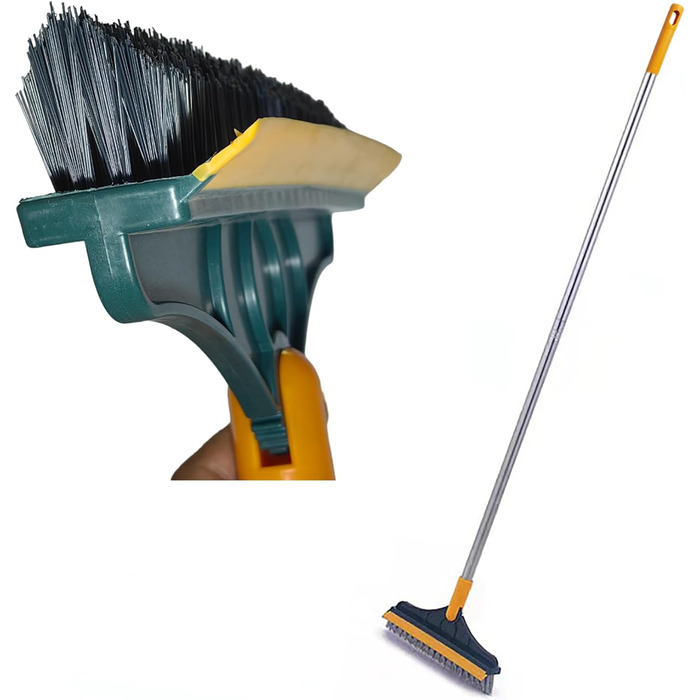 Щітка для підлоги Syiyunran Щітка для підлоги Water Squeegee Corner Upgrade Brush - щітка 2-в-1 ABS/гумова мітла, використовується як щітка для миття ракеля. V-подібна щетина для кращого очищення кутів