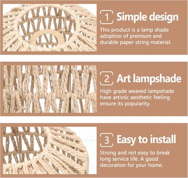 Абажур макраме Ручна ткана паперова мотузка Бохо Підвісний абажур Стельовий світильник Люстра Обкладинка лампи Богемний декор для вітальні Спальня 20,5 x19см