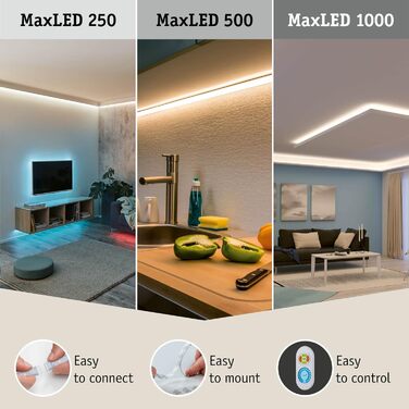 Світлодіодна стрічка MaxLED 250 Regal Comfort Базовий набір 1м 300 лм/м 30 світлодіодів/м в т.ч. 4 Вт безперервний даховий ліхтар з можливістю затемнення сріблястий пластик 2700 K, 78895