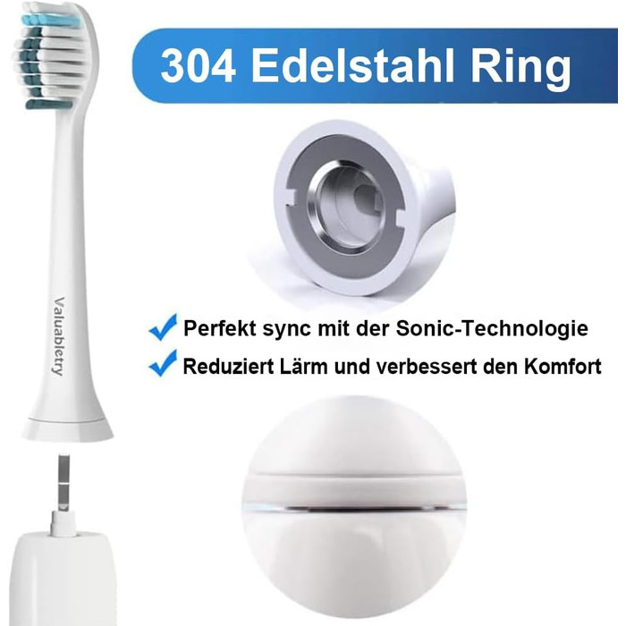 Змінних щіток Whitening Clean, сумісних з електричною зубною щіткою Philips Sonicare, 8 білих і 8 чорних щіток., 16