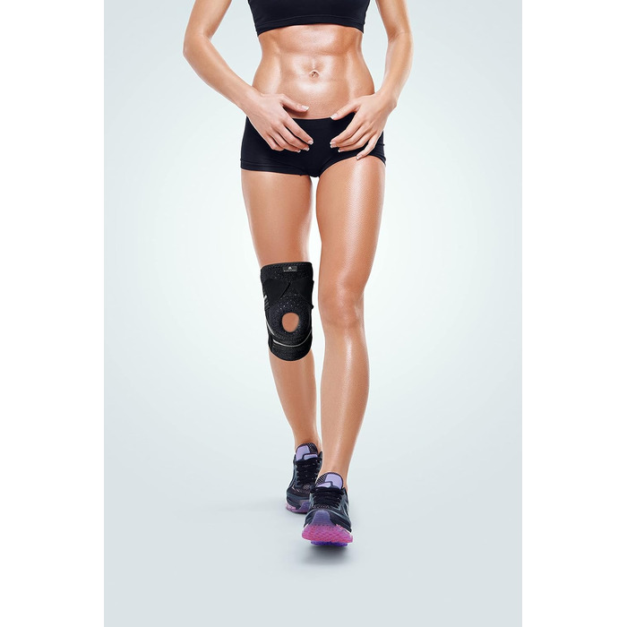 Силіконове кільце BLACKROX Knee Brace GENUSHOCK Sport Чоловіки Жінки Фітнес Бічні стабілізатори Спортивні бандажі для колін Стабілізовані наколінники для носіння праворуч і ліворуч (один розмір, чорний/чорний) One size Чорний / Чорний