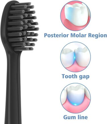 Змінні щітки SAVTMVAS 8 шт. підходять для змінних головок щітки Zahhold, щітки для насадок, що підходять для звукової зубної щітки Zahhold, змінна насадка для щітки, чорна 8 балк