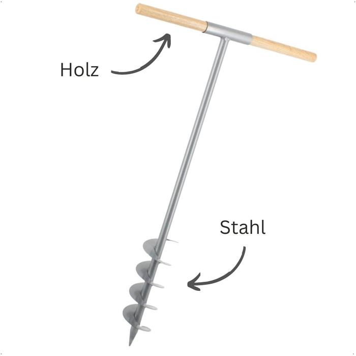 Свердло Rekord Ground Hole Hole Drill (Ø 100 мм) зі сталі з порошковим покриттям, гнучка дерев'яна ручка, довжина приблизно 99 см