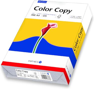 Папірус 88007902 принтер/копіювальний папір, кольоровий лазерний папір ColorCopy 300 г/м, А4, 125 аркушів, яскраво-білий, глянцевий