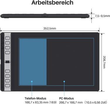 Графічний планшет HUION Inpiroy 2 6,3 x 3,9 дюйма портативний планшет для малювання з 8192 пучками без батарейок цифровий тифт, 6 актів друку ролик, для Windows Mac Linux Android ChromeO Roa (L, чорний)