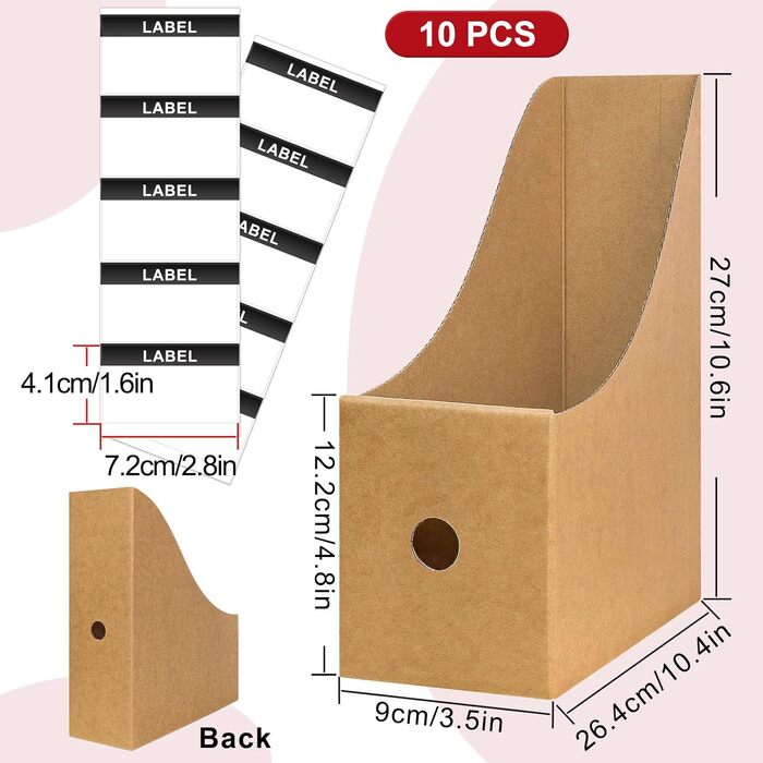 Стоячих файлів, колекціонер крафт-паперу для журналів A4 Стояча папка Картонний тримач для журналів для папок з файлами Канцелярське канцелярське приладдя Органайзер, 10 шт.