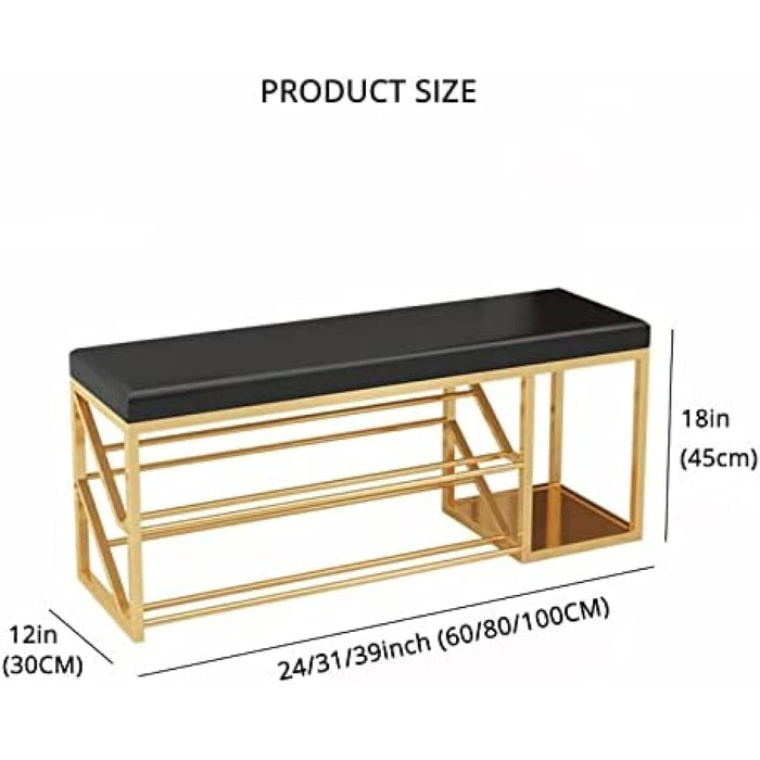 Ярусна лавка для взуття зі зберіганням для взуття, сучасна вхідна лавка Металева лава для зберігання взуття, шкіряна оббивка, помаранчева, 80X30X45 см (312X18 дюймів) Помаранчевий 80x30x45 см (312x18 дюймів), 2-