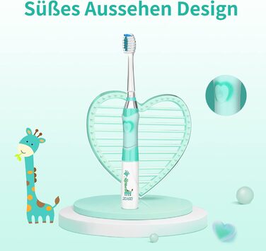 Електрична зубна щітка SEAGO Діти від 3 до 12 років Дитячі зубні щітки з кольоровим світлом Розумний таймер 4 м&39які насадки Водонепроникна дитяча звукова зубна щітка для дівчаток Хлопчики SG-977 (зелена)
