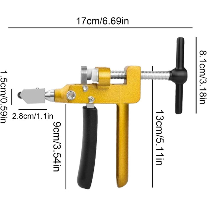 Інструменти для різання скла Ручний плиткоріз Інструмент для різання скла Плиткоріз для скла та керамічної плитки з плоскогубцями для різання плитки 2-в-1, плиткоріз для скла та керамічної плитки для саморобних робіт, т