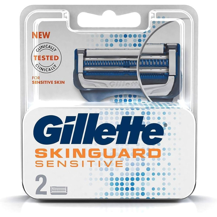 Леза для бритв Gillette SkinGuard Sensitive для бритв, 4 змінних леза для вологих бритв чоловіків із захистом шкіри, виробництво Німеччина