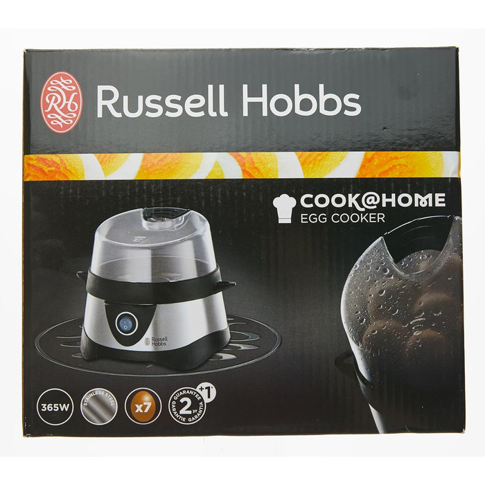 Яйцеварка Russell Hobbs переможець тесту, 1-7 варених або 3 яйця на пару до точки Нержавіюча сталь (включаючи вставку для пароварки, автоматичне вимкнення, сигнальний сигнал, без бісфенолу А, мірний стакан) 14048-56