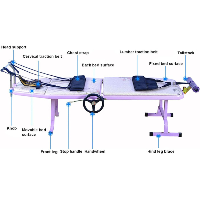 Багатофункціональний тренажер для поперекового витягування, машина для подовження поперекової тяги, шийне та поперекове тракційне ліжко, просте у використанні, підходить для клінік домашнього офісу для полегшення болю в