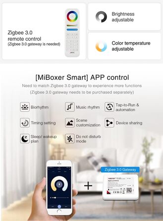 Диммер Milight Miboxer Zigbee3.0, одноколірний контролер світлодіодної стрічки, 12 В/24 В, сумісний із додатком Zigbee Storeo Echo / голосовим керуванням, (Dw2-06a-zb)