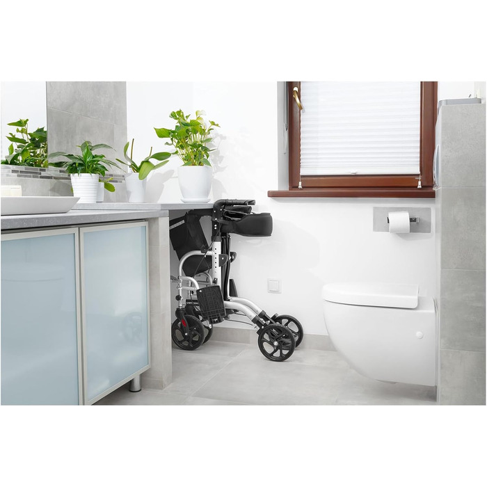 Транспортне крісло Uniprodo UNIROLL03 2in1 Rollator Допоміжний засіб для ходьби 2 в 1 з підставками для ніг