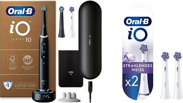 Електрична зубна щітка Oral-B iO Series 10 Plus Edition та електричні щітки iO Radiant White для електричної зубної щітки, 2 шт. и