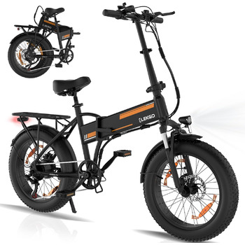 Чоловічі електричні велосипеди ELEKGO EG10 E Bike E Bike, E Bike 20 * 4.0 дюйма, 7-ступінчаста коробка передач E Bike з РК-дисплеєм, двигун E Bike 250 Вт та 25 км / год, пробіг до 90 км чорно-помаранчевий