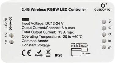 Контролер GLEDOPTO ZigBee для світлодіодної стрічки RGBCCT WRGBWW для 12 В або 24 В протестовано з Philips Hue*, Alexa Echo Plus, Homee (суміш Rgb/Rgbбілий/теплий білий)