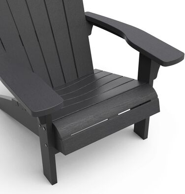 Стілець Keter 17208310a Allibert by Troy Adirondack, Вуличне пластикове садове крісло, захист від погодних умов, патіо та балкон, антрацит, 93 x 81 x 96.5 см Антарцит